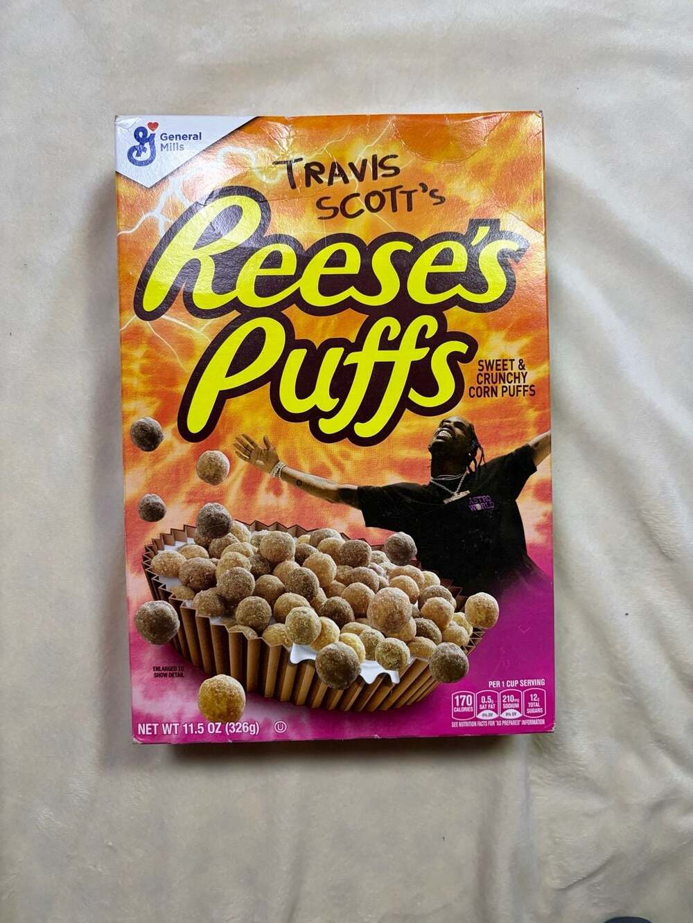 General Mills Travis Scott Limited Edition Reese's Puffs Cereal Box